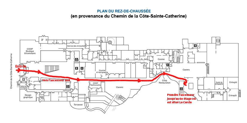 HEC - Parcours vers Le Cercle à partir de l'entrée Cote-Sainte-Catherine